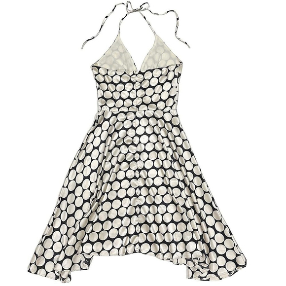 Alyn Paige Vintage Y2K Halter Midi Satin Dress | Black & White Polka Dot | 5/6 - Picture 3 of 7